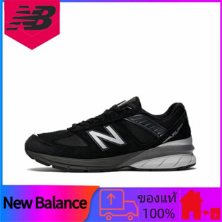 ของแท้ 100% New Balance NB 990 V5 low-top all-match รองเท้าวิ่งแบบสบาย ๆ ที่ดูดซับแรงกระแทกสีเทาดำ