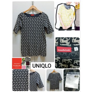 🐎UNIQL0 เสื้อยืดแขน3ส่วนคอปาด 🐎Size S