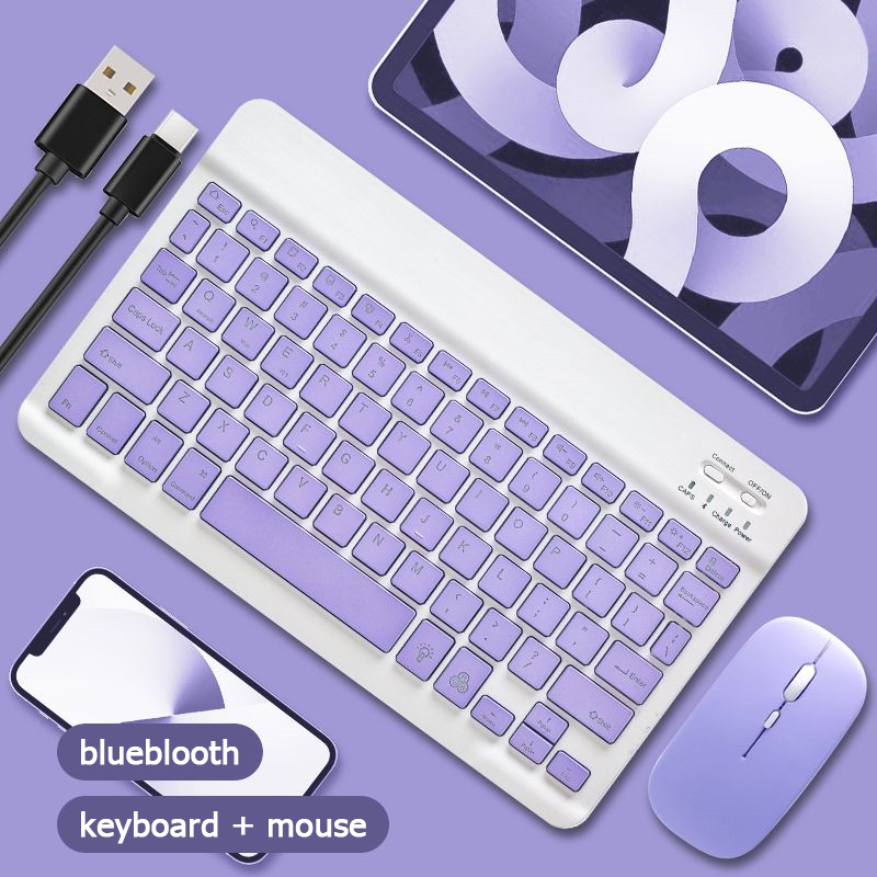 เคสคีย์บอร์ด ipad ชุดเมาส์ คีย์บอร์ด ไร้สาย แป้นพิมพ์ไทยอังกฤษ Thai keyboard 2.4G Wireless USB Mouse เมาส์ไร้เสียงคลิก