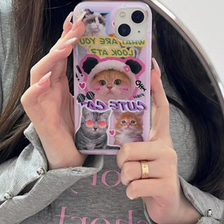 🌈Langton🌸Cute Cat and Dog iphone 11 14 pro max  TPU Soft Clear Jelly Airbag Case case for iPhone 12 13