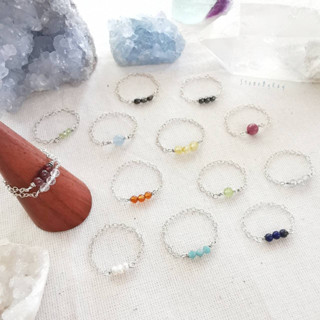 แหวนเงิน+หินพลอยแท้เม็ดเล็กน่ารัก Tiny Gemstone Rings.