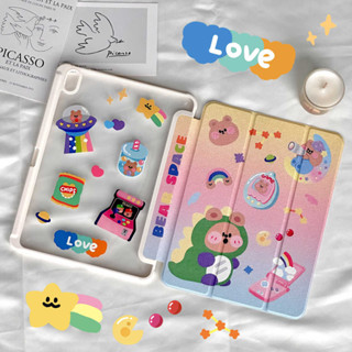 ⚡พร้อมส่ง⚡ เคสไอแพด Air5 Gen9 Gen10 cute bear อะคริลิกมีช่องใส่ปากกาด้านขวา เคสอะคริลิกสำหรับ ipad gen6 Pro11 air4 gen7