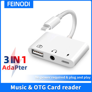 FEINODI 3in1 OTG Card Reader USB 3.0 Flash Drive แจ็คหูฟังเสียง 3.5 มม สามารถชาร์จขณะฟังเพลงได้