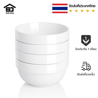 SOING ชุดชามเซรามิก 350 มล. 4 ชิ้นสำหรับใส่ข้าวธัญพืชซุปจานไอศครีมปลอดภัยสำหรับเตาอบ