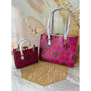 🍀🍀 SMALL T MONOGRAM CONTRAST EMBOSSED TOTE