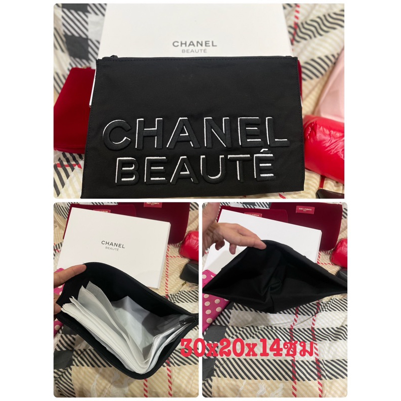 ⭐️ ของแท้ ⭐️ กระเป๋าเครื่องสำอางค์ ผ้าสีดำ Chanel ขนาด 30*20*13 ซม