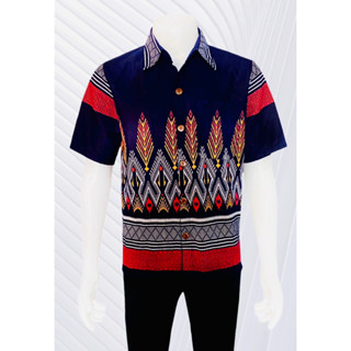 เสื้อพื้นเมืองผู้ชายลายไทย แขนสั้น