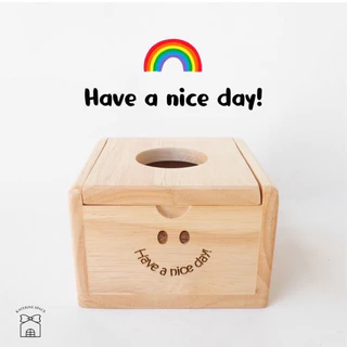 จานไม้ ถาดไม้ กล่องทิชชู่ป๊อบอัพ Have a nice day!
