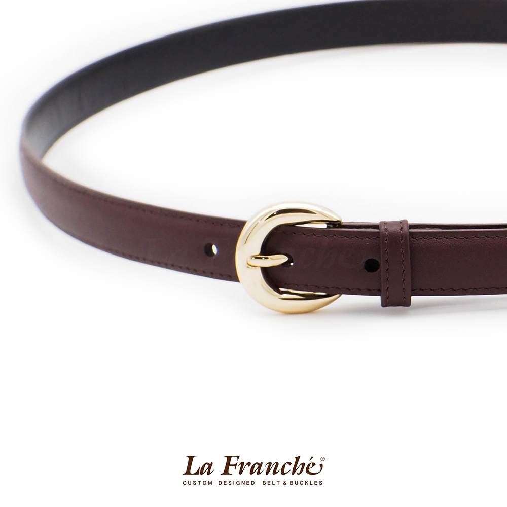 La Franche حزام جلد بقري نابا مع إبزيم — بني شوكولاتة — صورة 3