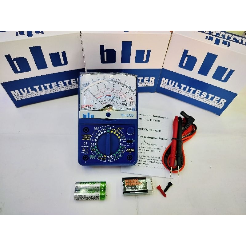 มัลติมิเตอร์แบบเข็ม,มิเตอร์อนาล็อก BLU  YH-372D มิเตอร์วัดไฟคุณภาพดี งานแท้ ของยี่ห้อ Blu รุ่นYH-372