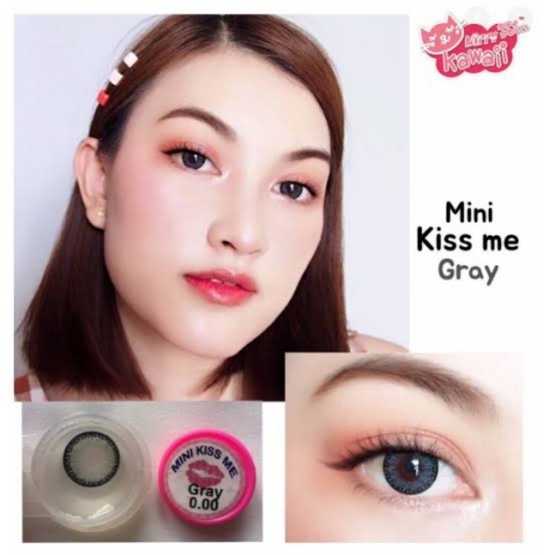 คอนแทคเลนส์ รุ่น Mini Kiss Me สีเทา/ตาล Gray/Brown มีค่าสายตาปกติ (0.00) เปลี่ยนแทนทุกเดือน