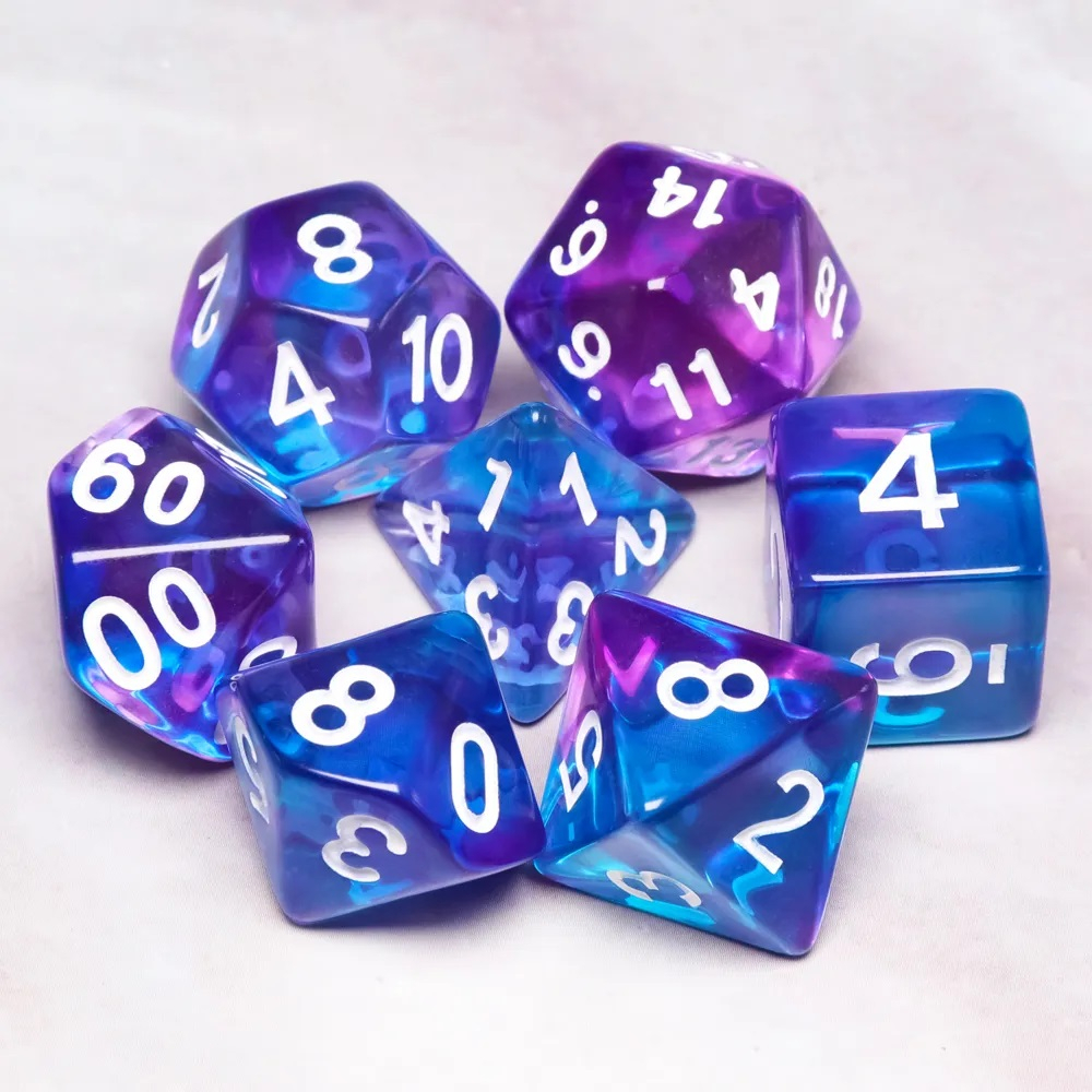 Azure Twilight Dice Set of 7 | ลูกเต๋า Dice For DnD D&D MTG RPG TRPG เกมกระดาน บอร์ดเกม Game ไพ่ทาโรต์ Magic เมจิก