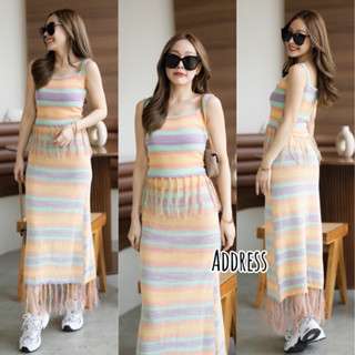 🌈🌿🌼🌸🌺🧡💖🇰🇷 Stripe SGL Top&amp;Long Skirt Set