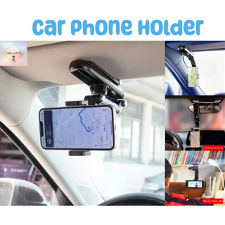 SH32 ที่วางมือถือในรถยนต์ Car Phone Holder ยึดกับที่บังแดดรถ และกระจกมองหลังได้ ขาตั้งโทรศัพท์แบบหมุนได้ 360 องศา