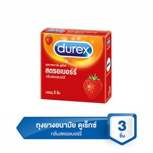 durex strawberry 1 กล่อง 3 ชิ้น