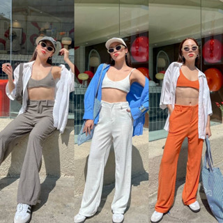 New in🩶🤍🧡(450฿ฟรีส่ง) เปิดตัวเซ็ตบราสายเดี่ยว🔥 มาพร้อมกางเกงขายาวซิปหน้า เอวสม๊อคด้านหลัง ตัวนี้คิ้วท์มาก vibe