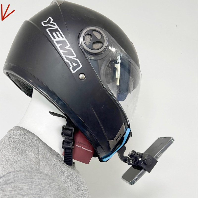 สายรัดคางหมวกกันน้อค พร้อมขาจับโทรศัพท์(รุ่นปุ่มหมุน) สำหรับ GOPRO กล้องแอคชั่น โทรศัพท์ for Action camera, Mobile phone