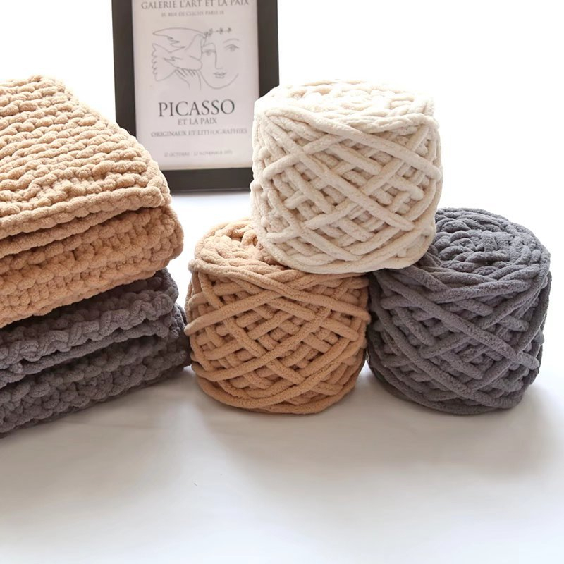 ไหมอุด้ง / เส้นด้ายถัก Chenille / เส้นด้าย chenille / เส้นด้ายถักผ้าขนหนูนำเข้า 1ply สายน้ำแข็งถักไหมพรมหนา 100 กรัม