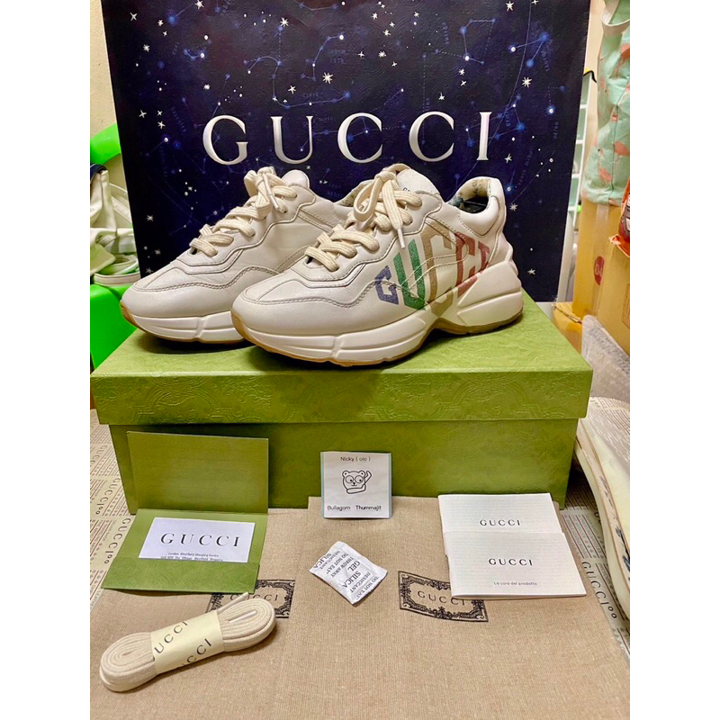 ❤️Use VeryVeryLike New Women's Rhyton Glitter Gucci sneaker  Size38 วัดซอฟ 24-24.5Cm    มือ2 สภาพดีม