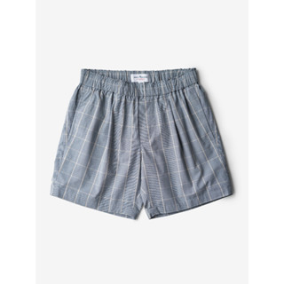 [JBB*] LIGHT BLUE PLAID COTTON EASY SHORTS  เจบีบี กางเกงขาสั้น ผ้าคอตตอน เอวยางยืด กางเกงขาสั้นลำลอง กางเกงผู้ชาย