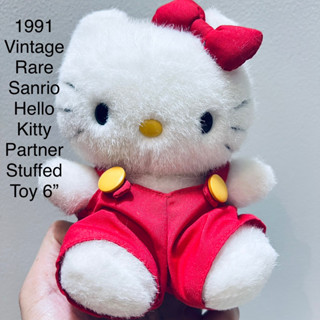 ตุ๊กตา เฮลโหล คิตตี้ ขนาด6” ปี1991 Vintage Rare Sanrio Hello Kitty Partner Stuffed Toy สภาพสมบูรณ์ งานสวย ป้ายผ้าชัด