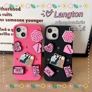 🌈Langton🌸รุ่นคู่ รูปหัวใจ พร้อมอุปกรณ์เสริม ถอดได้ iphone 11 14 pro max สาวน่ารักหัวใจ case for iPhone 12 13