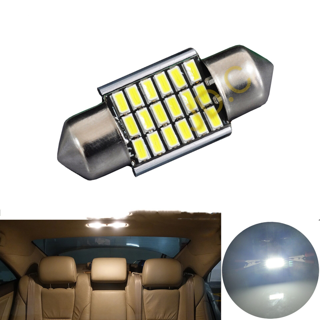 FS แพ็ค 1ชิ้น ไฟเพดานรถยนต์ 31MM 18SMD ชิพ LED รุ่นใหม่ สว่างกว่าเดิม 12V สีขาว /ไอซ์บลู