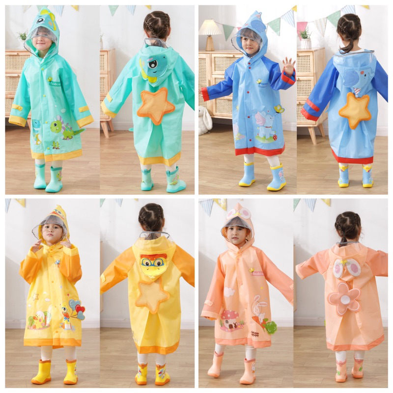 KC034 เสื้อกันฝนเด็ก ชุดคลุมฝน กันฝน แต่ง3D สินค้าสำหรับเด็ก พร้อมส่ง
