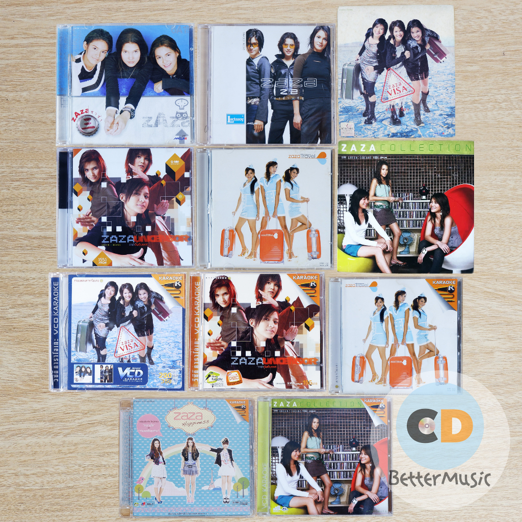 CD เพลง / VCD คาราโอเกะ Zaza (ซาซ่า) อัลบั้ม Soda Sound / Z2 / Visa / Uncensor / Travel / Collection / Happiness
