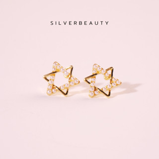 โค้ด SILV45 ลด45.-  Silver beautyต่างหูมุกดาวเรียบแฟชั่นE05402