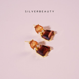 โค้ด SILV45 ลด45.- Silver beautyต่างหูรูปกระเป๋าพลอยส้มE06503