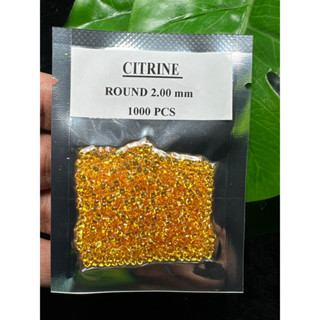 พลอย  สี Yellow Sapphire พลอยบุษราคัม  ขายยกกล่อง Round shape 2.00 มม mm 1000 เม็ด