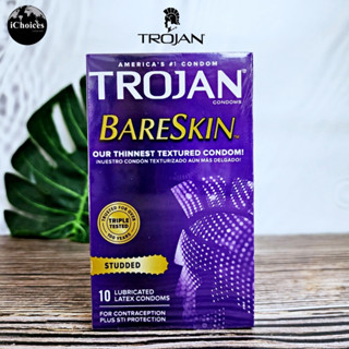 [TROJAN] Bareskin Lubricated, Studded Condoms 10 Count ถุงยางอนามัยแบบผิวบาง