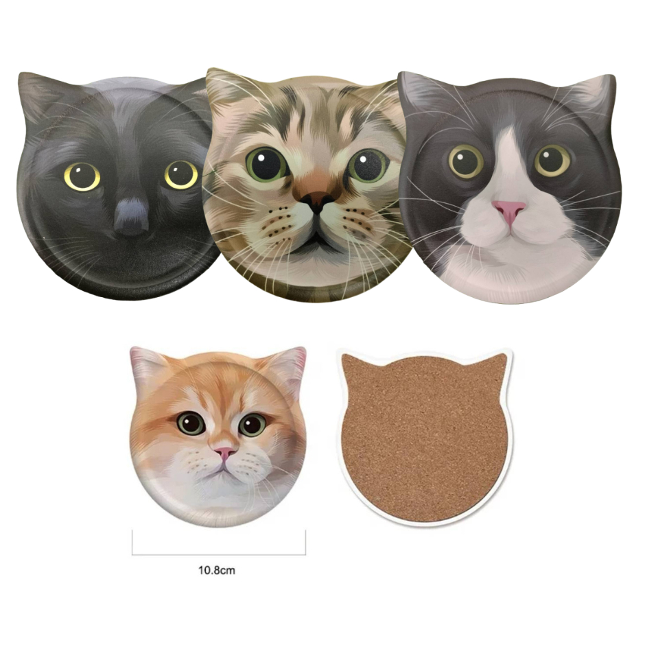 [พร้อมส่ง] 🐈 น้องแมว 🐈 ที่รองแก้วน้องแมว แผ่นหินรองแก้ว