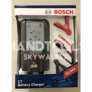 018999907M BOSCH เครื่องชาร์จแบตเตอรี่ รุ่น C7 Battery Charger 12/24 Volt สำหรับรถยนต์และมอเตอร์ไซค์ ของแท้