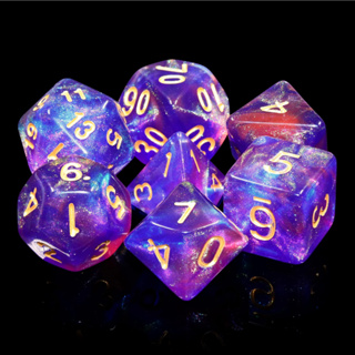 Mystic Nebula Dice Set of 7 | ลูกเต๋า Dice For DnD D&amp;D MTG RPG TRPG เกมกระดาน บอร์ดเกม Game ไพ่ทาโรต์ Magic เมจิก