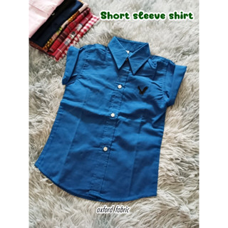 เสื้อเชิ้ตเด็ก แขนสั้น คอจีน สีน้ำเงิน