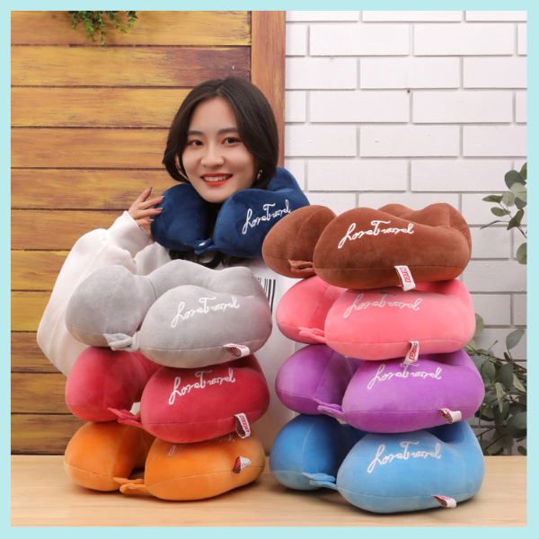 หมอนรองคอ แบบหมอนพองรองศรีษะพนักพิง เนื้อผ้ากำมะหยี่  ขนนุ่มผ้านิ่ม รองรับสรีระได้ดี เขียนการอวยพรได