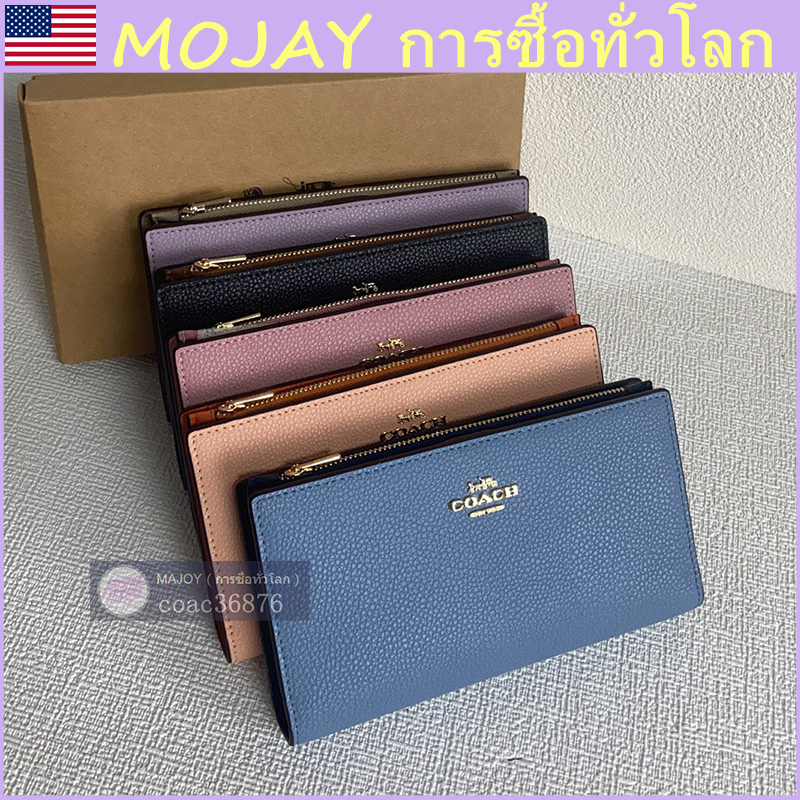แท้ % /ปลอดภาษี COACH ผู้ถือบัตรสุภาพสตรี กระเป๋าสตางค์ใบยาว, กระเป๋าใส่บัตรหลายใบ，คลัตช์