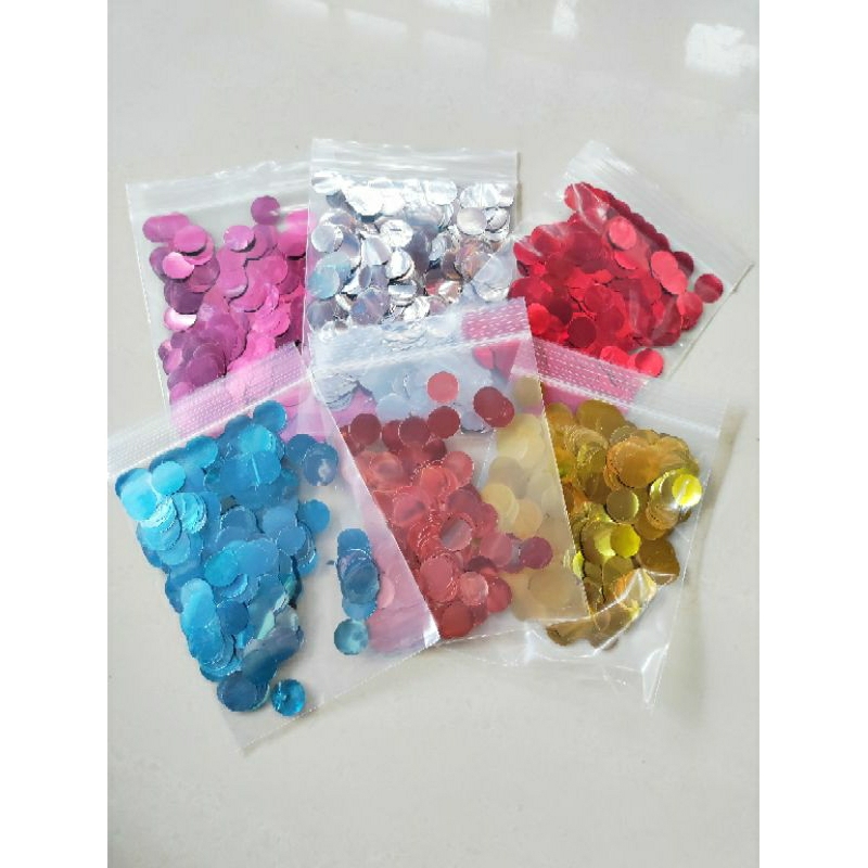 กลิตเตอร์ เงา กลม1.5ซม. ใส่ลูกโป่ง ถุงละ10กรัม
