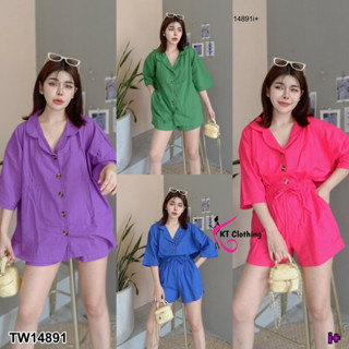 TW14891 Set 2 ชิ้น เสื้อเชิ้ตแขนสั้น+กางเกงขาสั้น