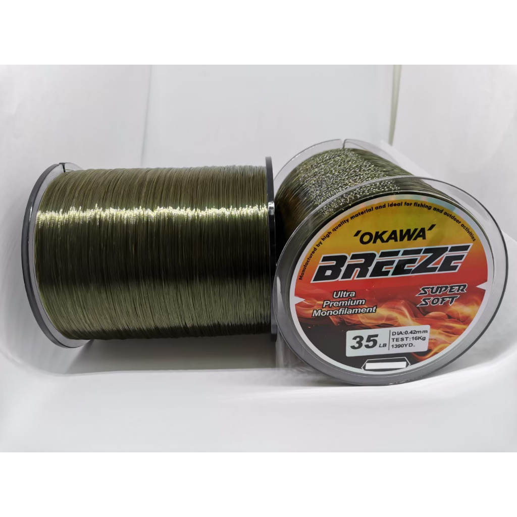 BREEZE 1/2 ( สีเขียวขี้ม้า )สุดยอดสายเอ็นที่เหนียว และนุ่มเป็นพิเศษ ขนาดบรรจุเทียบเท่ากับ SEACE 3 ม้วน