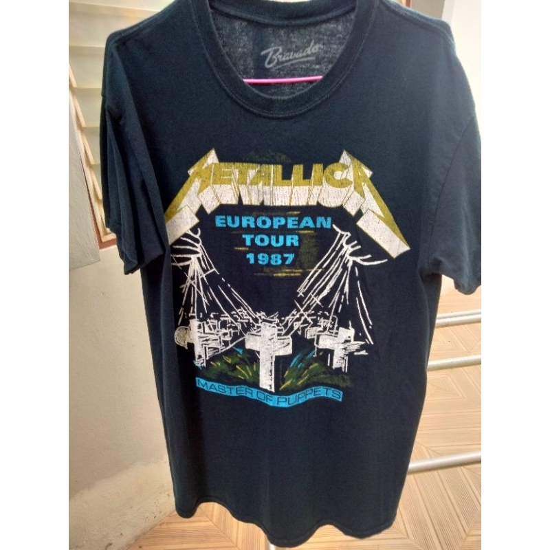 เสื้อยืดคอกลมลายวง Metallica Master of Puppets European Tour 1987 มือสอง