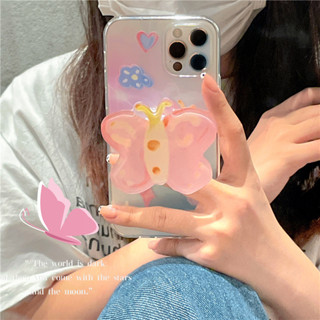 ✿เคสใสไล่สีผีเสื้อ✿[🇹🇭มีสินค้าพร้อมส่งในไทยนะคะ] เคสโทรศัพท์มือถือ สำหรับรุ่น i11Promax เคสมือถือ เคสขาตั้ง เคส+โฮเดอร์