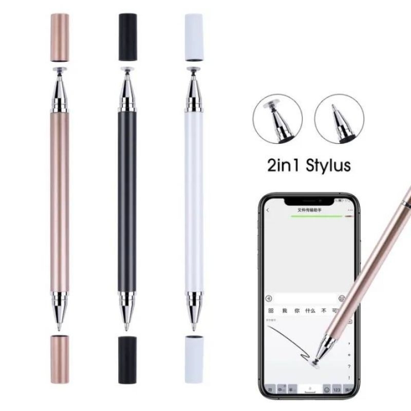  2 In 1 ปากกาสไตลัส universal stylus ใช้ได้ทุกรุ่นสำหรับแท็บเล็ตมือถือโทรศัพท์ Android Iphone แท็บเล็ตหน้าจอ Capacitive