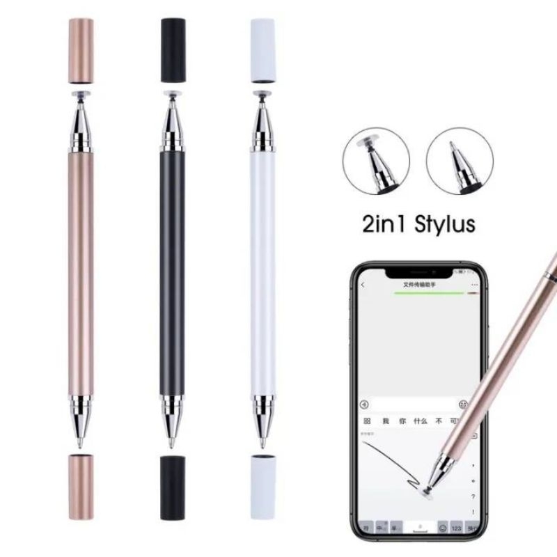 2 In 1 ปากกาสไตลัส universal stylus ใช้ได้ทุกรุ่นสำหรับแท็บเล็ตมือถือโทรศัพท์ Android Iphone แท็บเล็ตหน้าจอ Capacitive