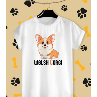 เสื้อยืดสกรีนลาย น้องหมา คอร์กี้ (Welsh Corgi) เนื้อผ้า TK บางเบา สวมใส่สบาย ไม่ยืด ไม่ย้วย