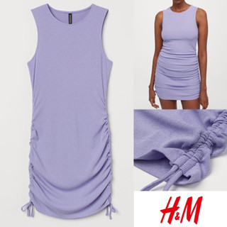 ส่งต่อ ชุดเดรสผ้ายืดสีม่วง รูดชายกระโปรง แบรนด์แท้H&amp;M