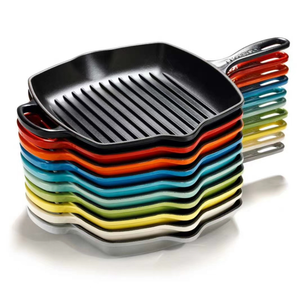 26cm French le creuset cool color square steak frying pan enamel cast iron frying pan baking pan Fry