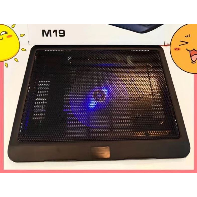 ส่งจากไทย Cooler Pad Notebook cooler M19 ที่วางระบายความร้อน แท่นรองพัดลมระบายอากาศโน๊ตบุ๊ก 14นิ้ว